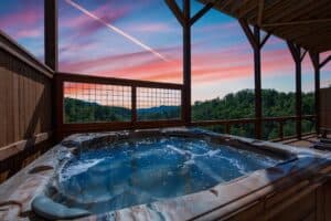 Luxury hot tub sunset