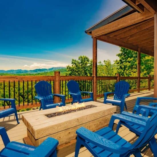 Fire Pit on the deck of pigeon forge luxury cabin
