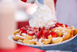 funnel cake with toppings