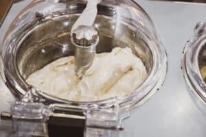 vanilla ice cream in ice creamer maker