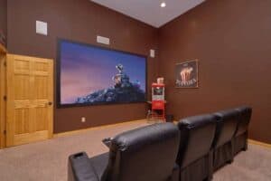 a cabin in Sevierville with a home theater room